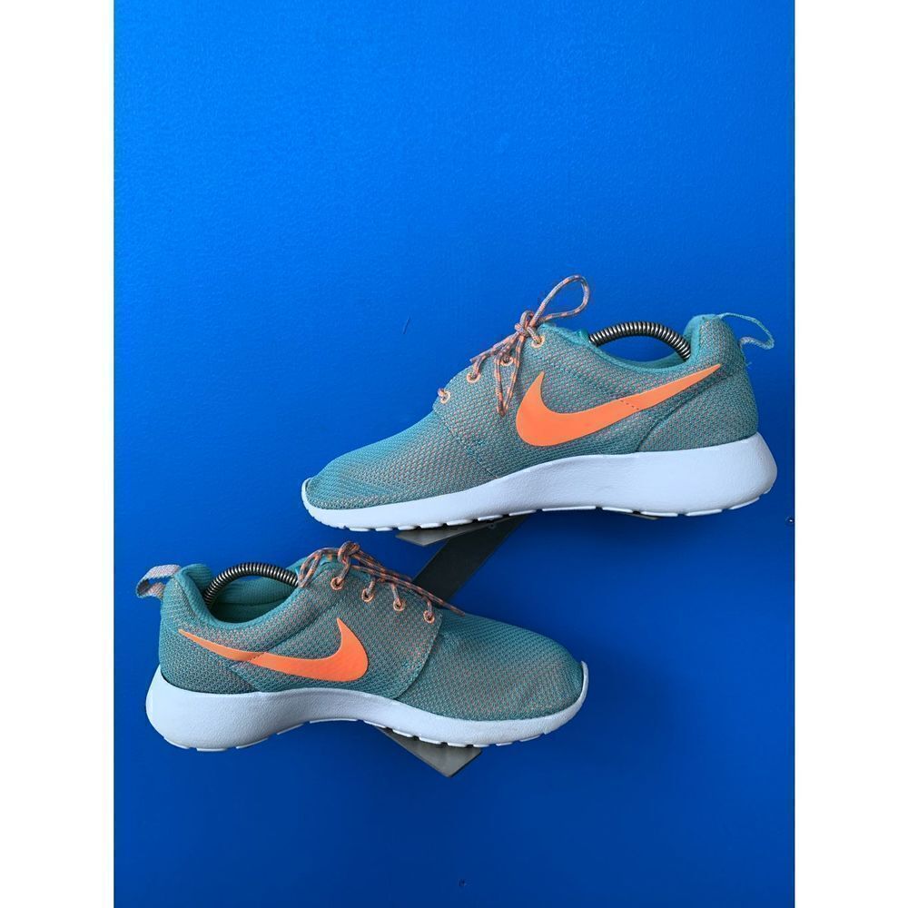 Nike Roshe Run Diffused Jade Blue Orange Running Shoes 511882-303 Women Size 10